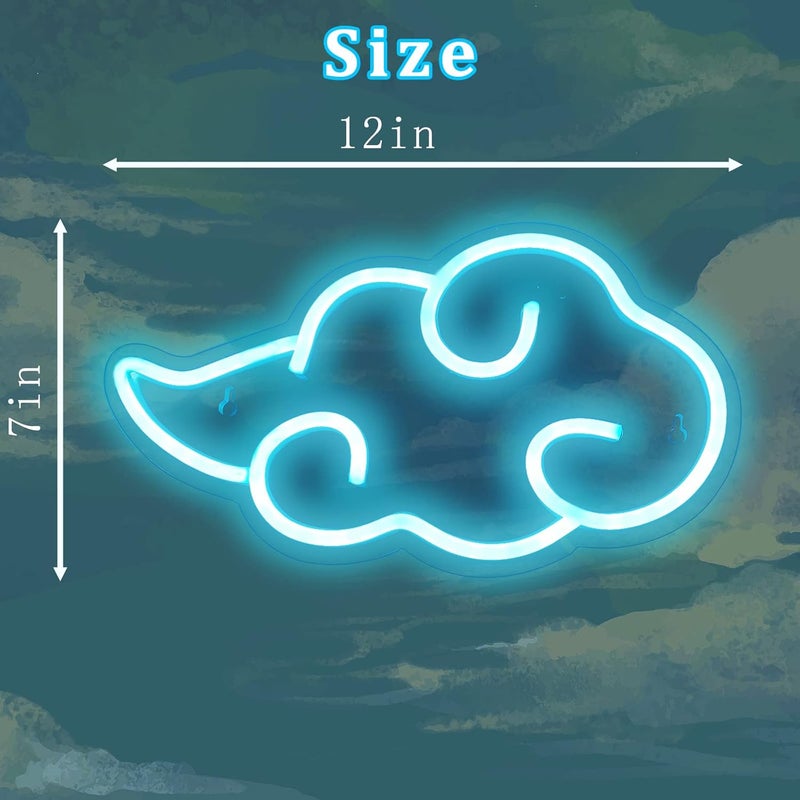 Dleouly Anime Neon Sign, LED Blue Cloud Neon Signs for Wall Decor, Dimmable Gaming Neon Sign Wall Signs USB Night Neon Light for Bedroom Game Room Man Cave Party, Gifts for Your Son, Boyfriend(12x7in) - Image 3